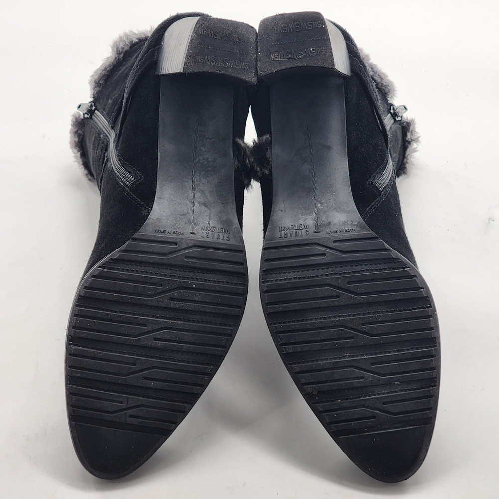 STUART WEITZMAN Black Suede Faux Fur Ankle Boots Size 8.5M - Picture 6 of 8